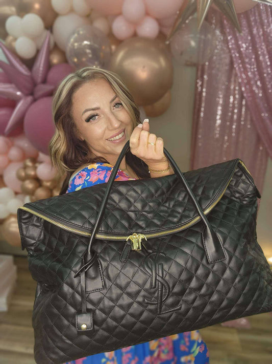 Y Black Quilt Oversized Bag