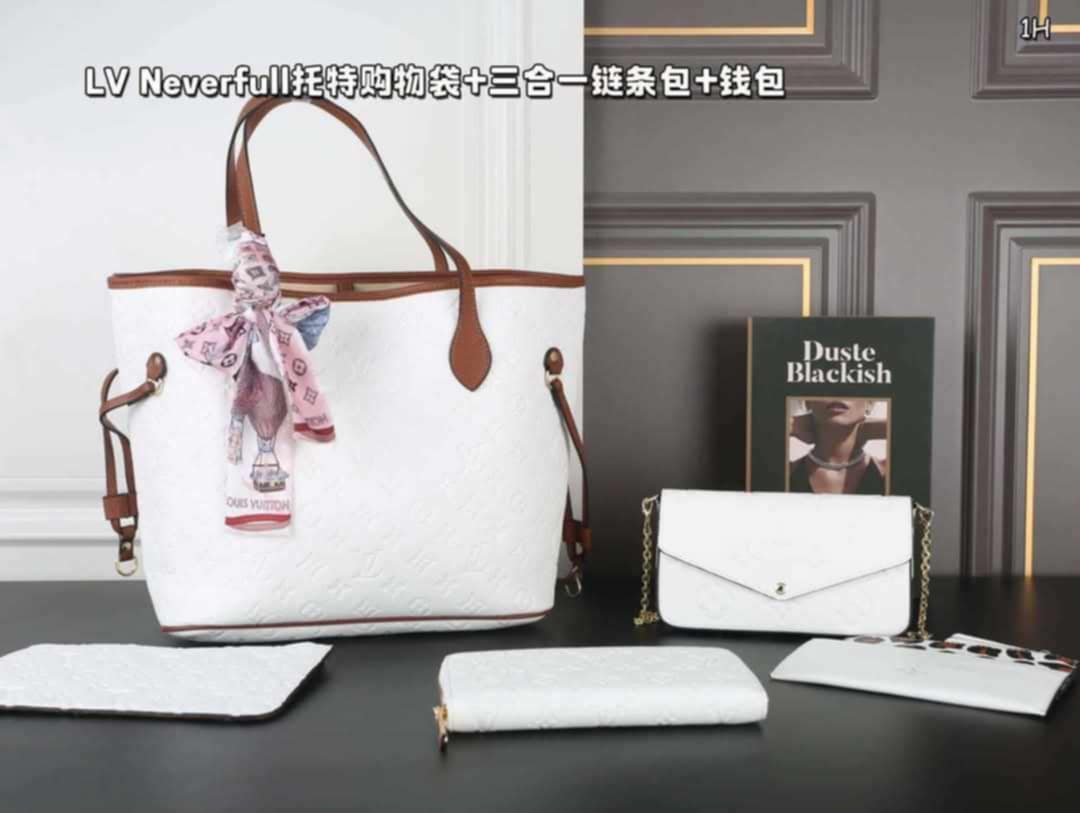 L Never Bag Set White