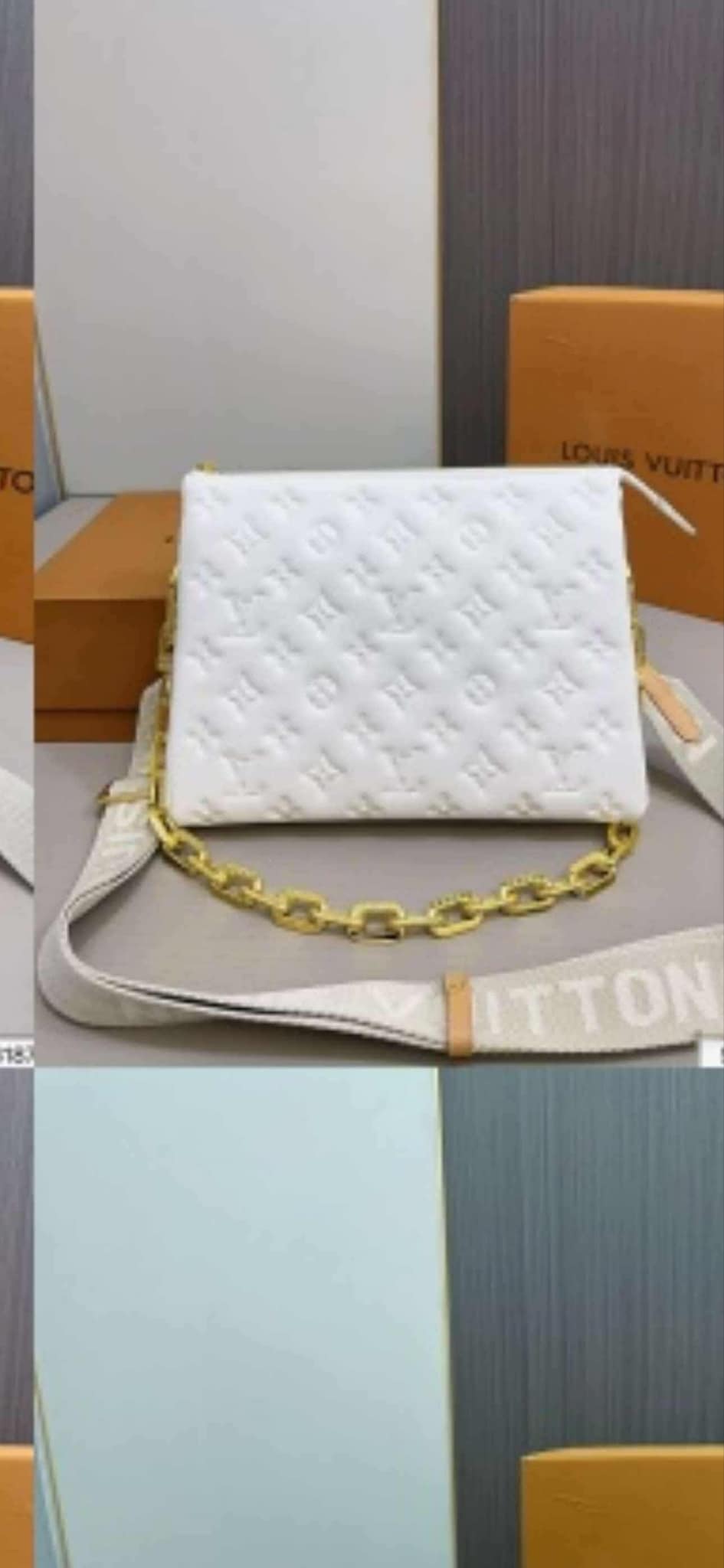 L Coussin Bag White/Gold Chain