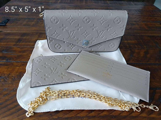 L Grey Chain Crossbody Bags W Cardholders