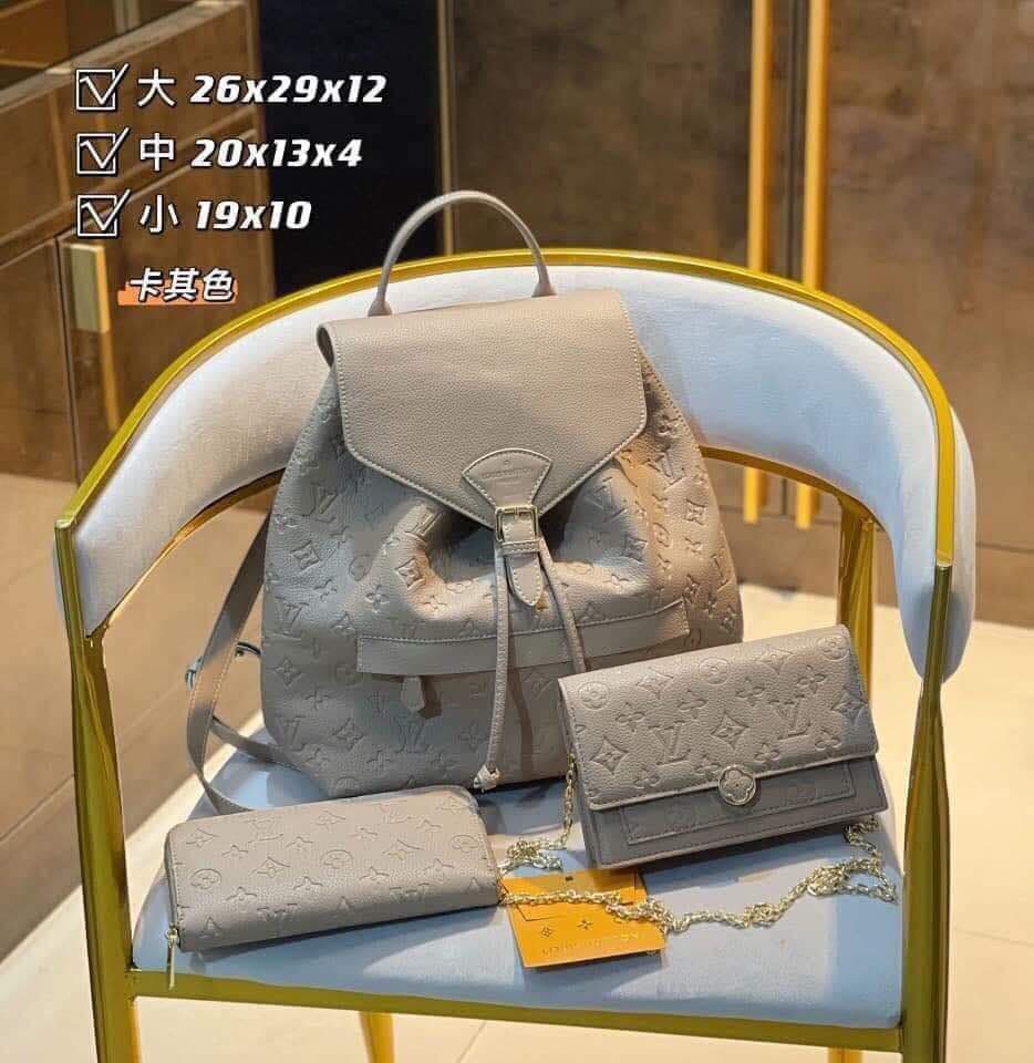L Taupe Backpack Bag Set