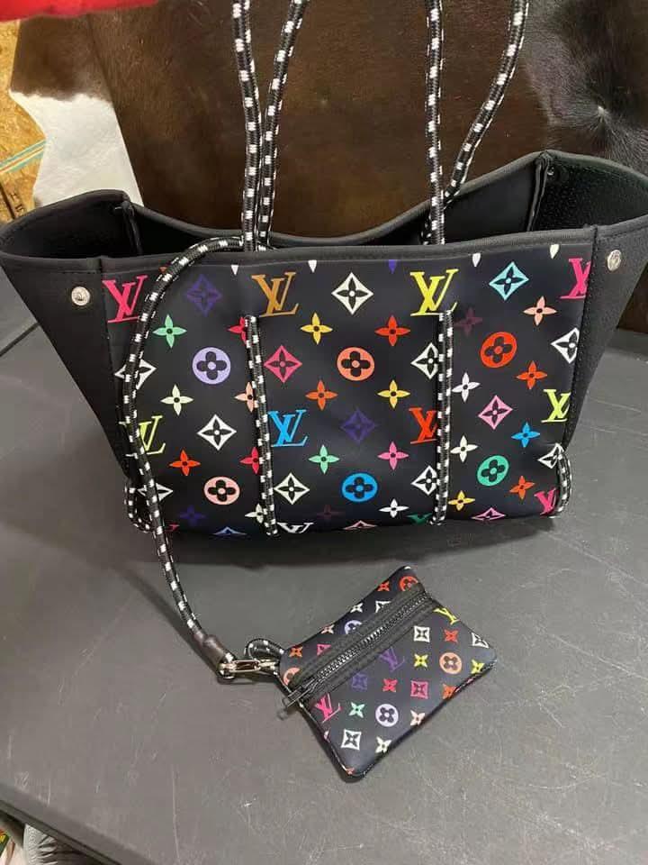 L Neoprene Beach Tote Colorful