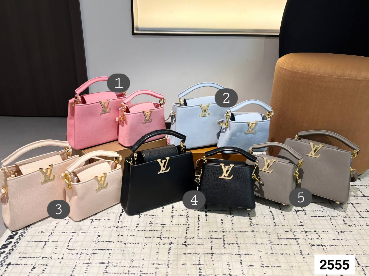 L Sleek Logo Handbags 1-5