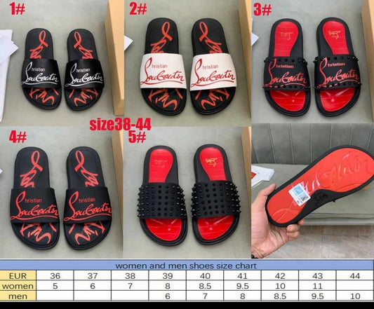 LouB Red Bottom Slides