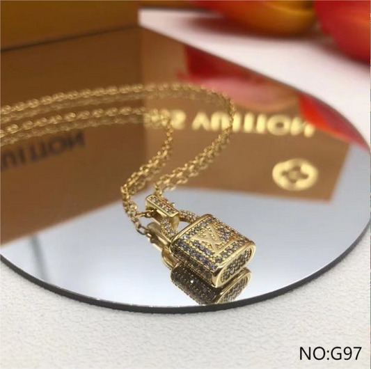 L Bling Lock Necklace