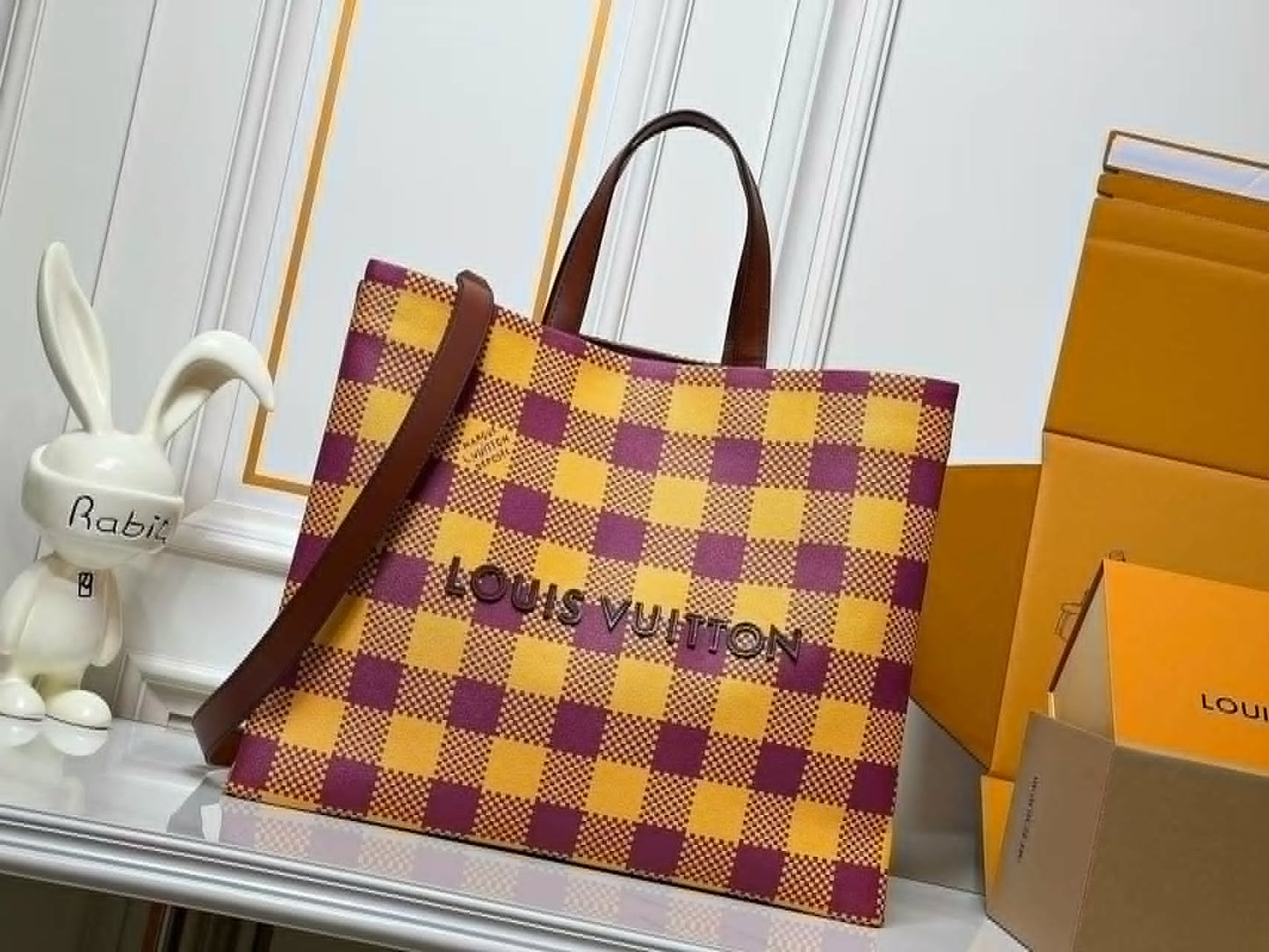 L Plaid Tote Bag