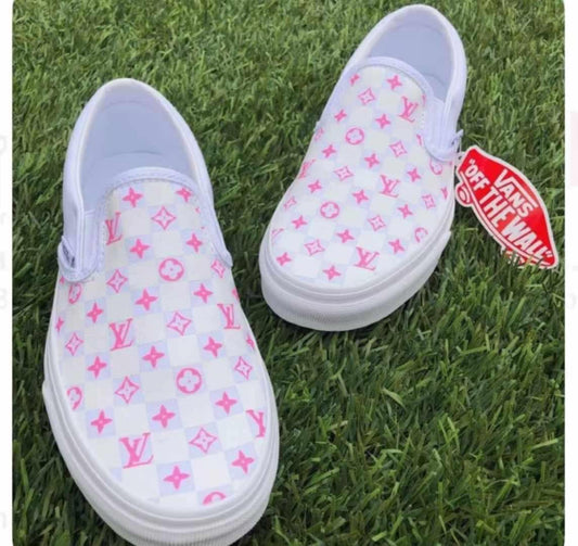 V Pink Mono Slip Ons