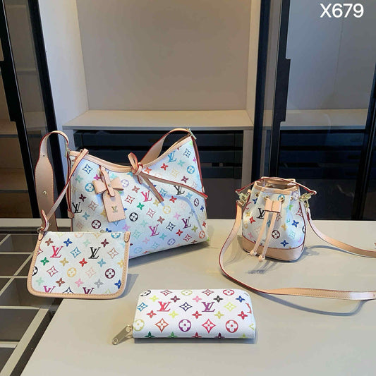 L Bag Set White/Rainbow Mono 2