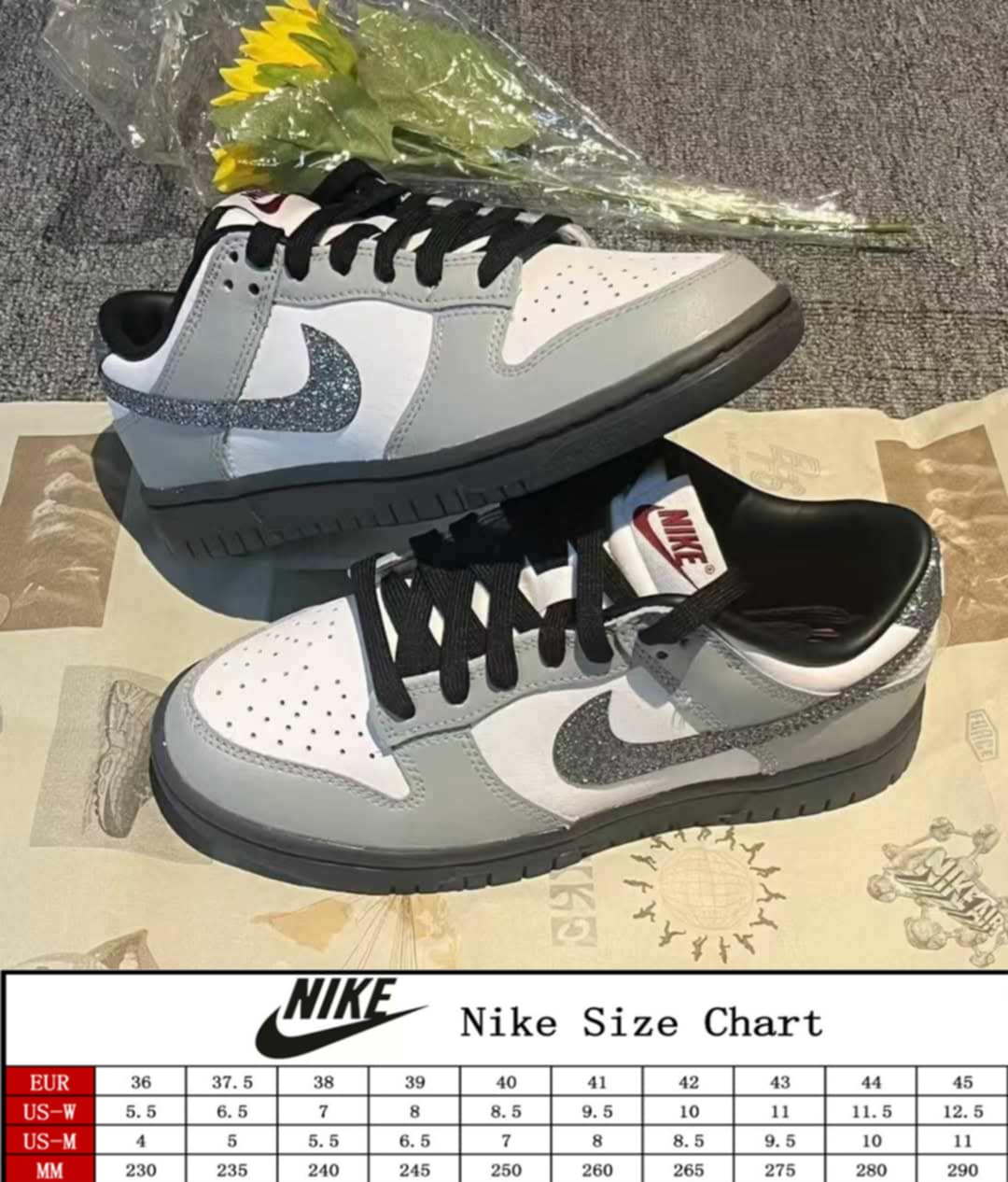 NKE Grey Glitter Dunk