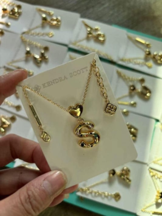 K-S Heart Initial Necklace