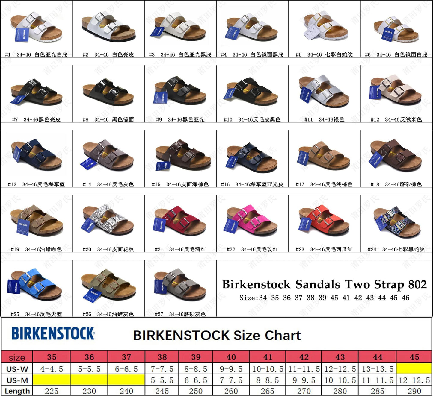 B-irk 2 Strap Sandal 802 (Style 11-17)