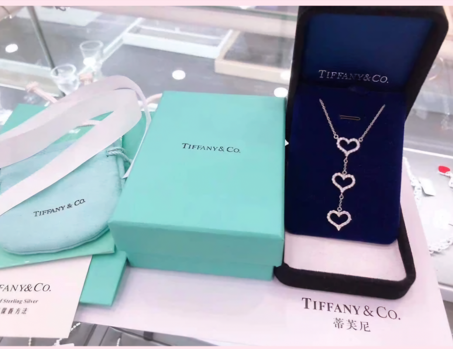 T Cascading Hearts Necklace