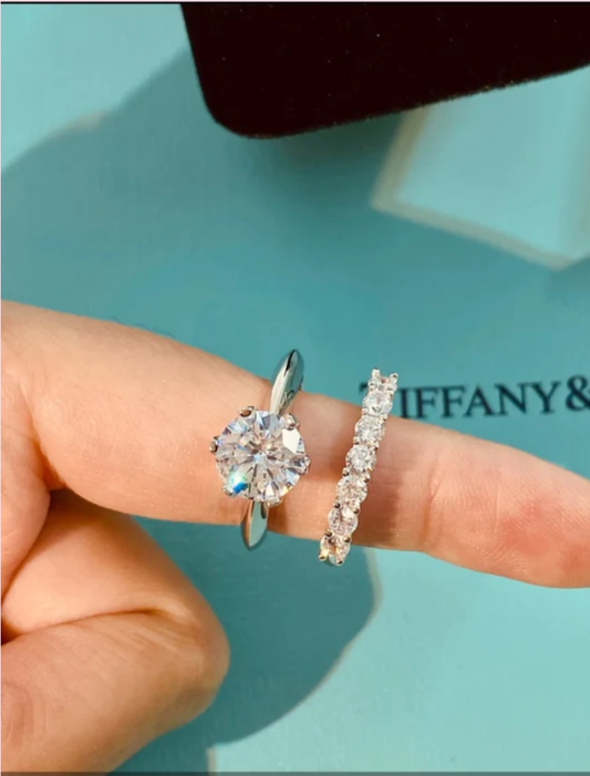 T Ring Solitaire & Forever Band Set
