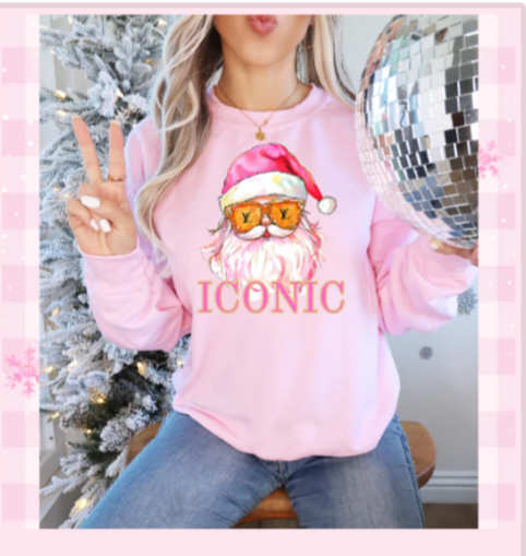 Pink Iconic Santa Graphic Tee or Pullover