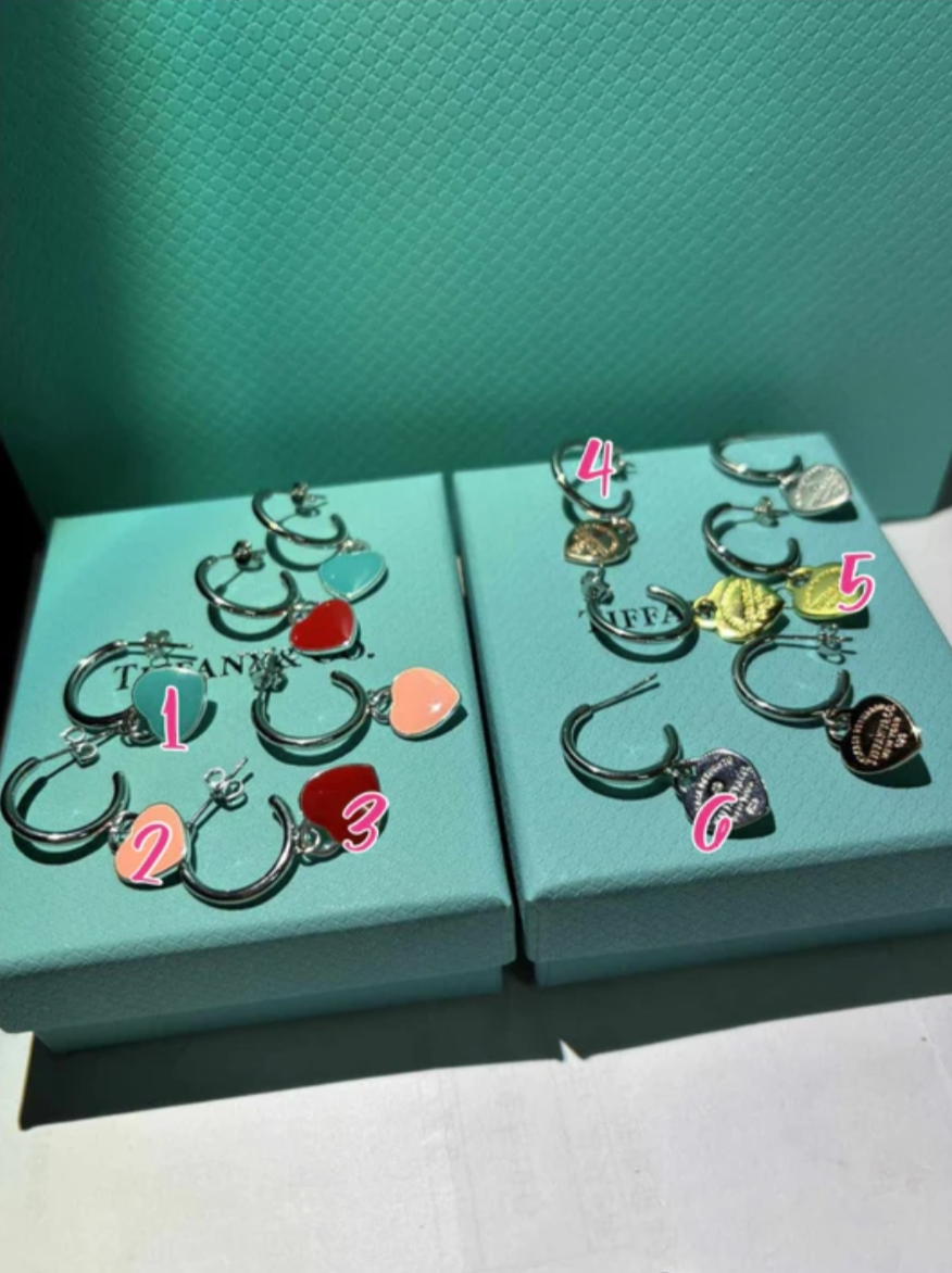 T Hoop Heart Earrings