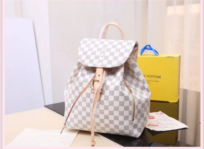 L white Check Backpack