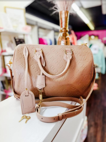 Tan L Mono Speedy Bag