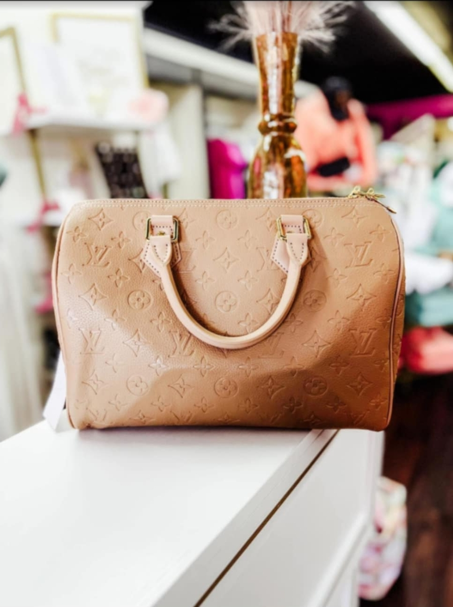 Tan L Mono Speedy Bag