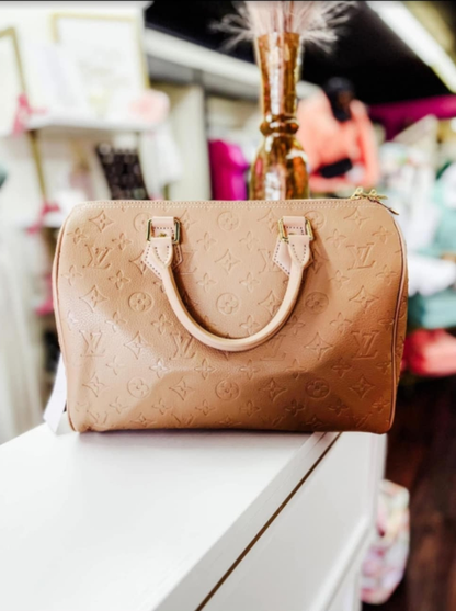 Tan L Mono Speedy Bag