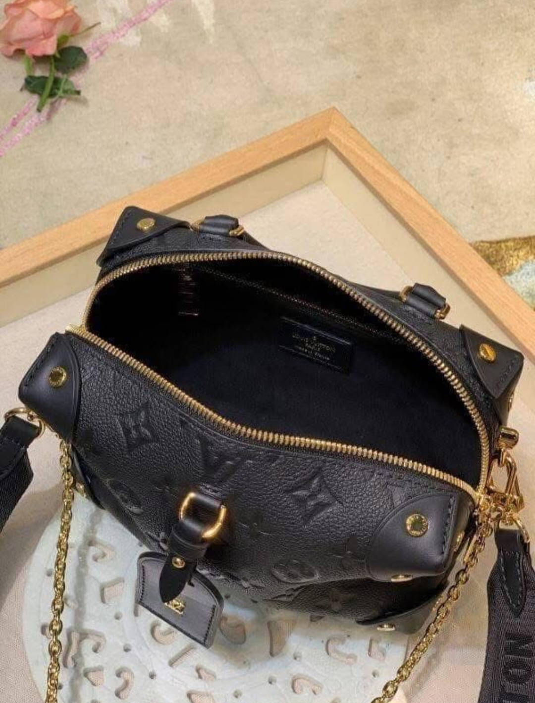 L Black Mono Trunk Bag